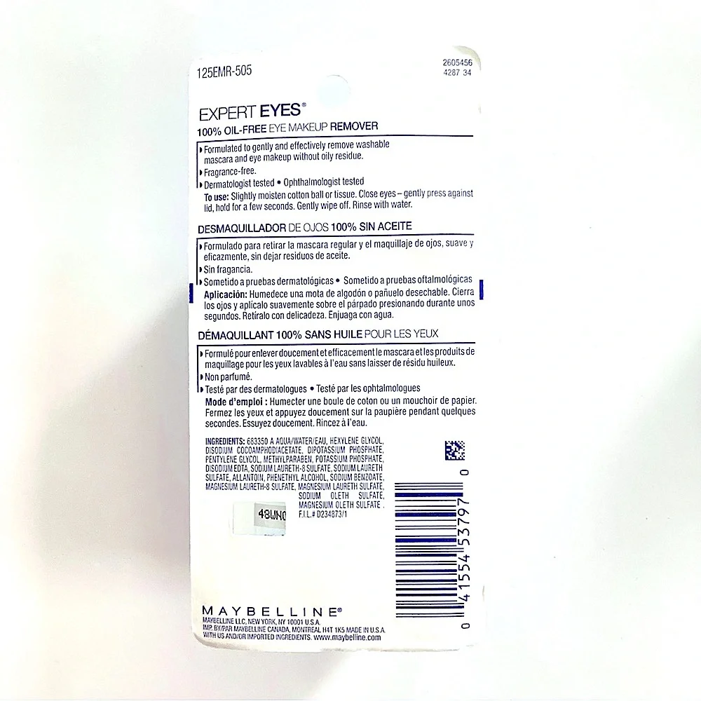NEW 505 Maybelline Expert Eyes - 100% Oil-Free Eye Makeup Remover